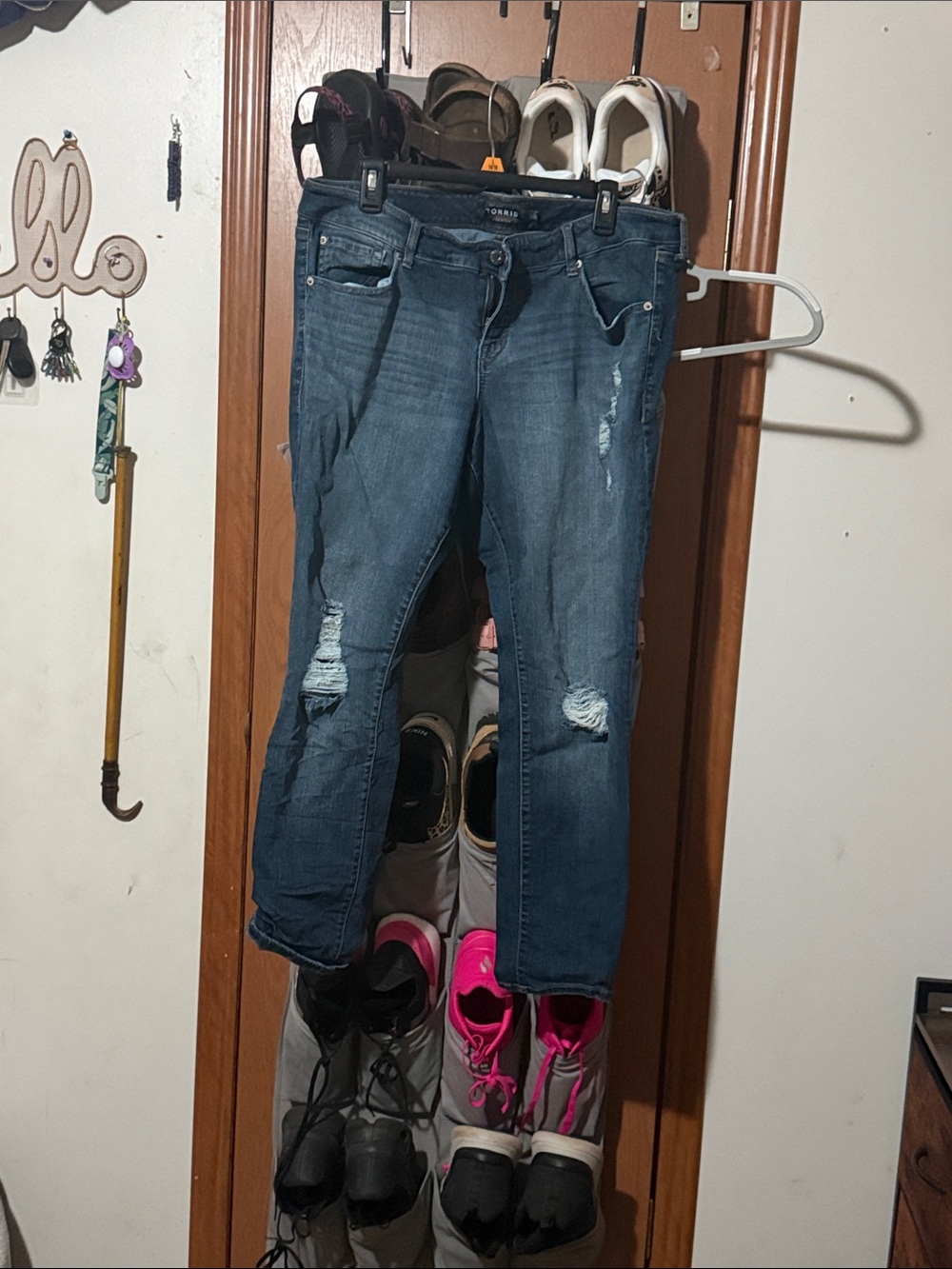 torrid Distressed Dark Blue Skinny Jeans
